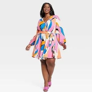 Women's Ava & Viv Balloon Long Sleeve Woven Dress Size 4X NWT